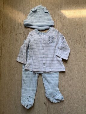 Little Me Light Blue & White Striped Baby Two-Piece Set